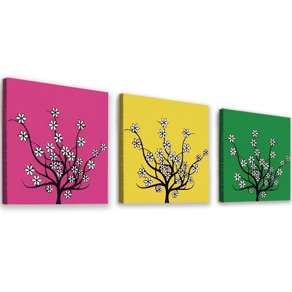 Zesbladige Bloemen 3 Platen Schilderen op Nummers