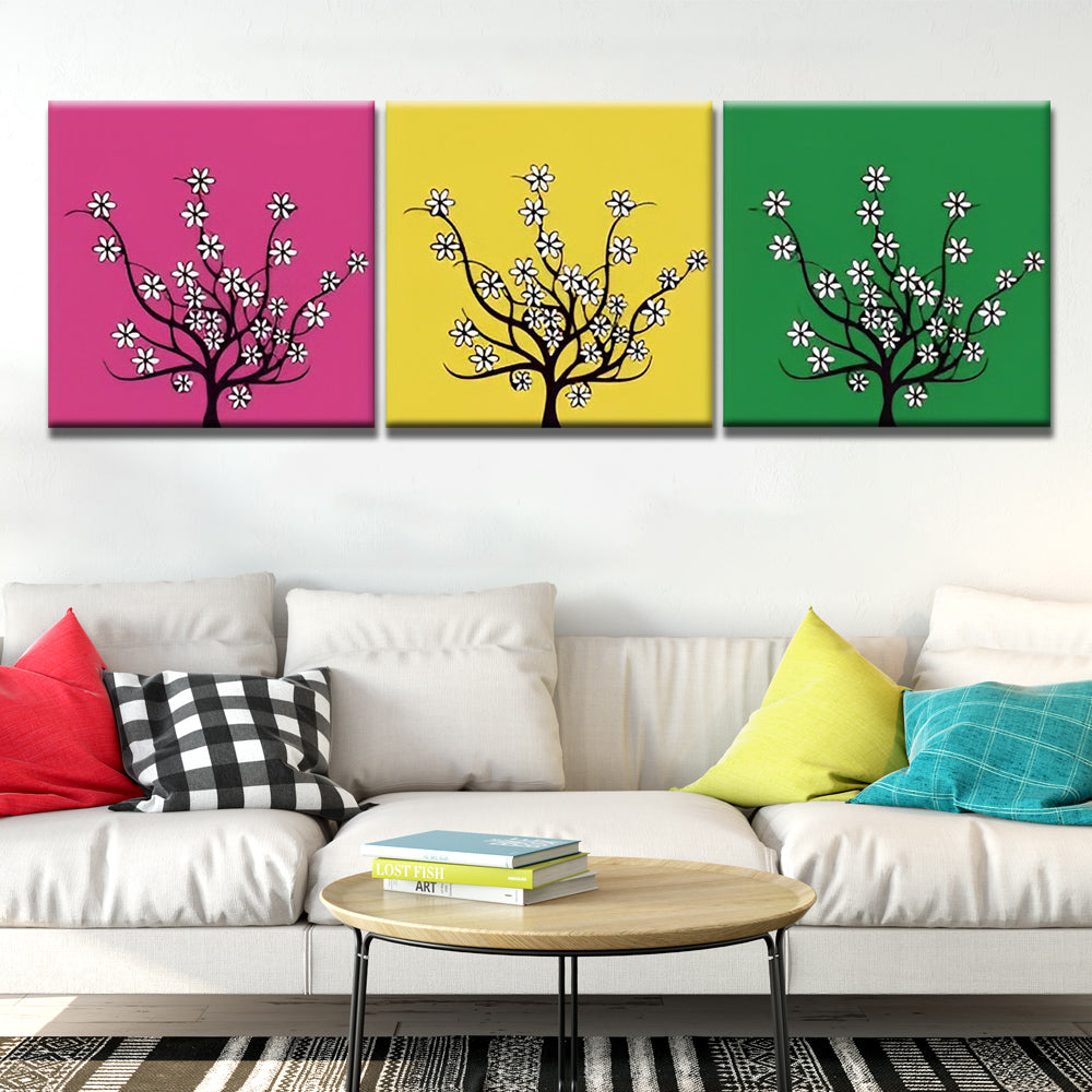 Zesbladige Bloemen 3 Platen Schilderen op Nummers