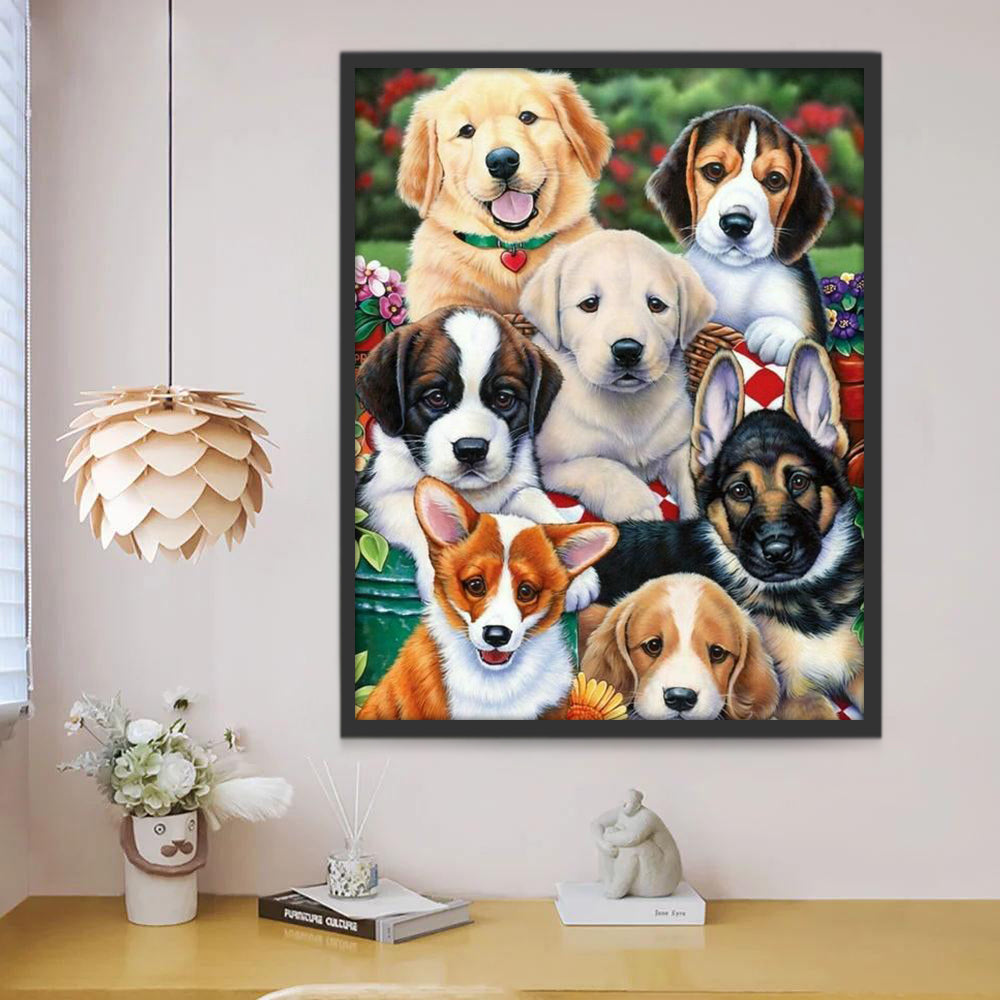 Zeven Honden in de Tuin Schilderen op Nummers