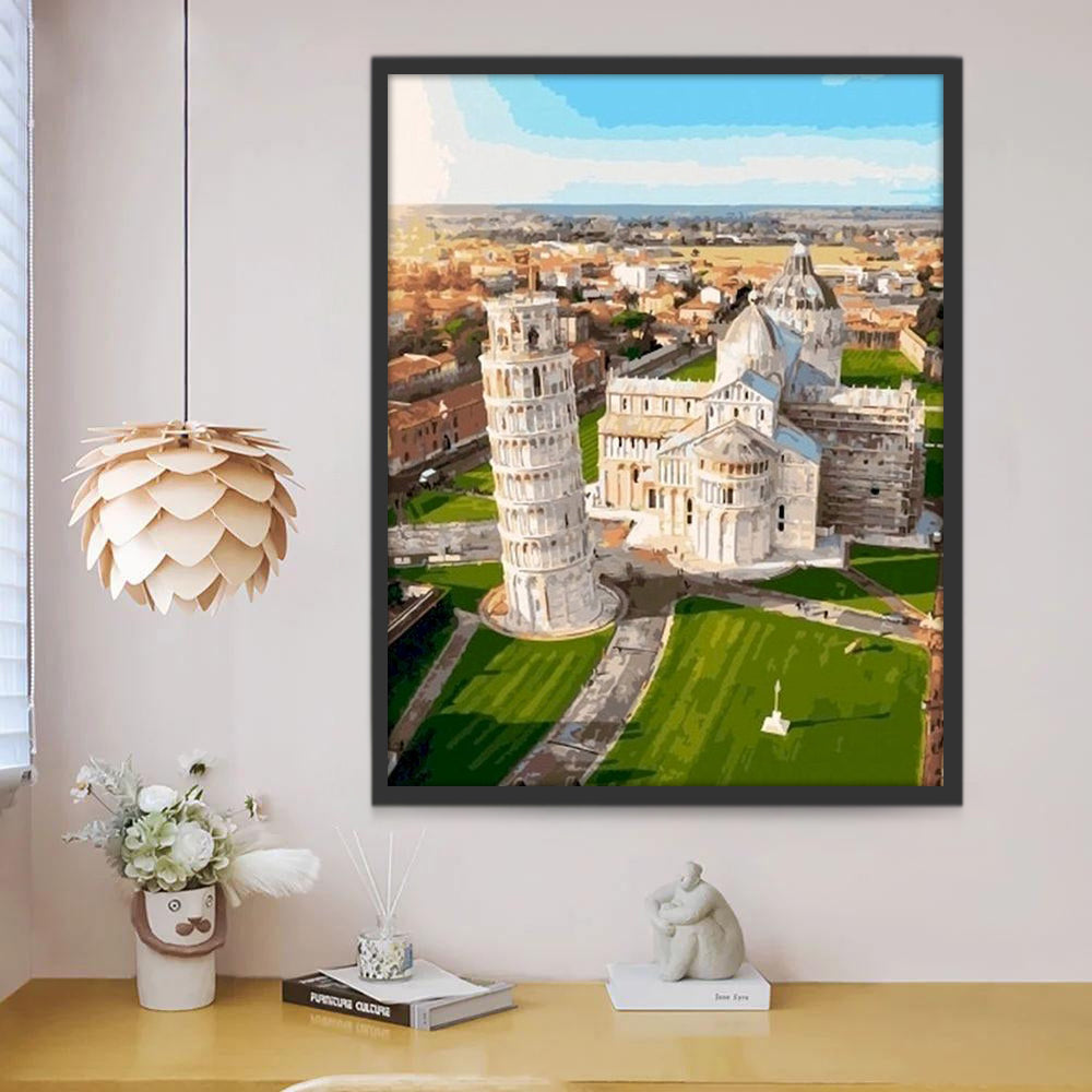 Zicht op de Scheve Toren van Pisa Schilderen op Nummers