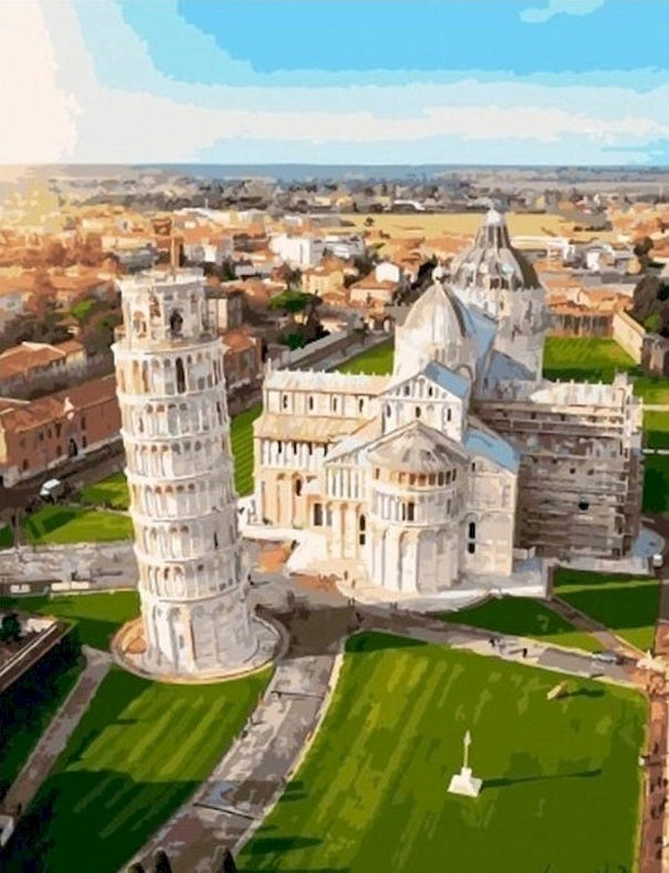 Zicht op de Scheve Toren van Pisa Schilderen op Nummers