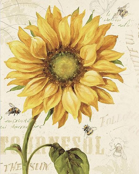 Zonnebloem en Bijen op Posterachtergrond Schilderen op Nummers