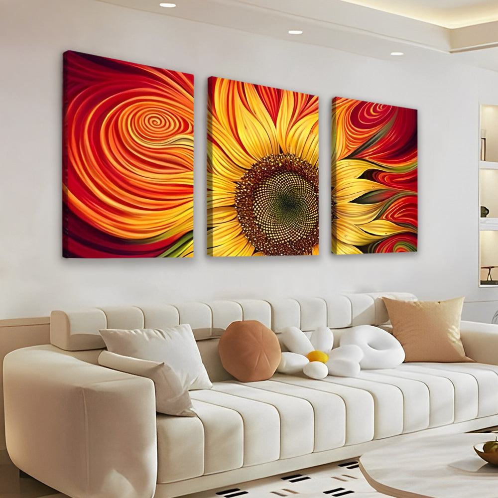 Zonnebloem in Abstracte Stijl 3 Platen Schilderen op Nummers