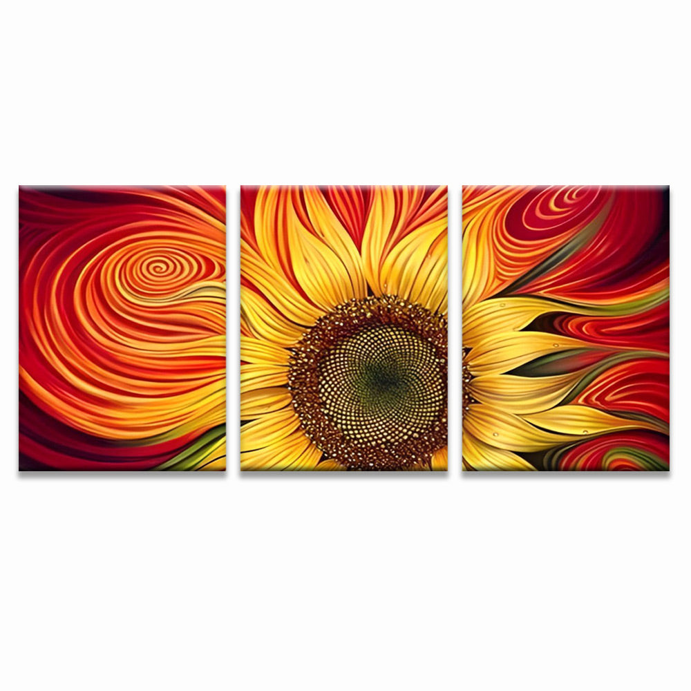 Zonnebloem in Abstracte Stijl 3 Platen Schilderen op Nummers