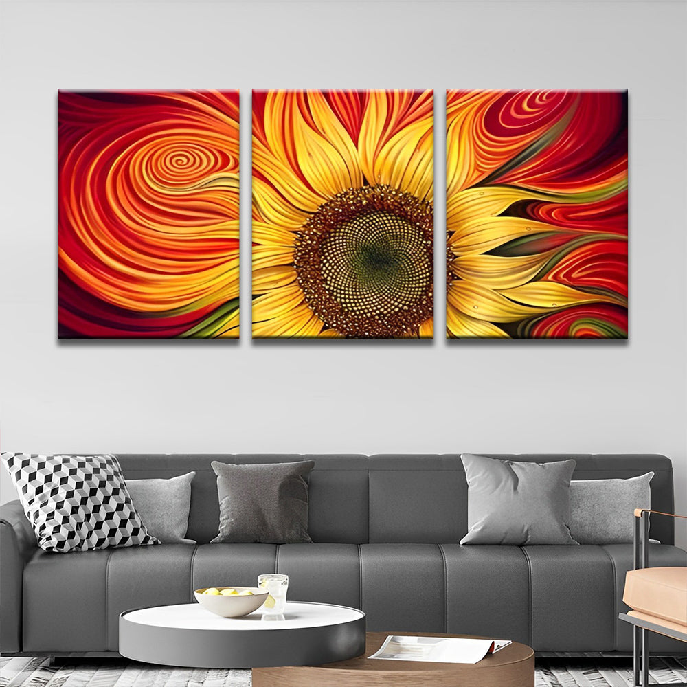 Zonnebloem in Abstracte Stijl 3 Platen Schilderen op Nummers