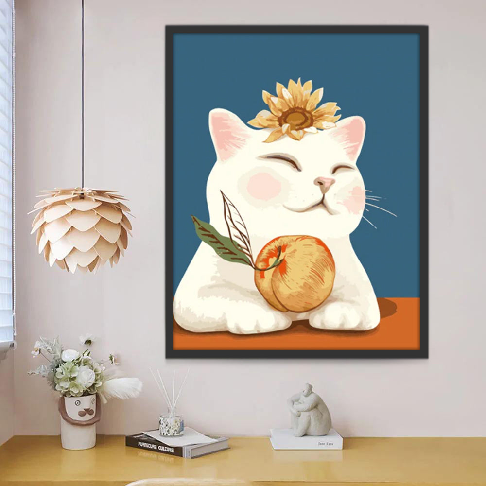 Zonnebloem Kat Perzik Schilderen op Nummers
