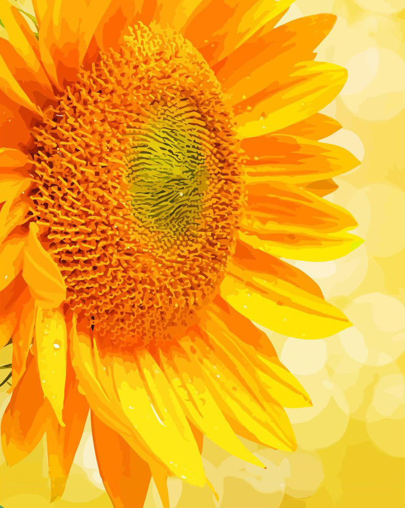 Zonnebloem op Gouden Dromerige Achtergrond Schilderen op Nummers
