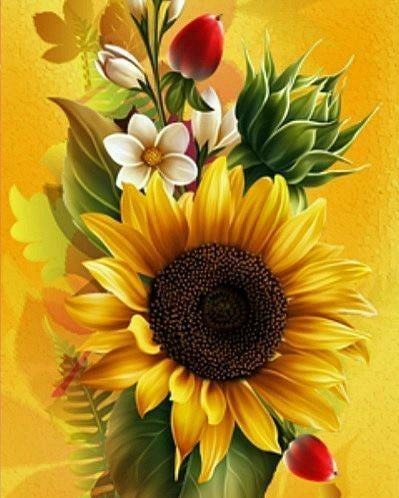Zonnebloemen en Andere Planten Schilderen op Nummers