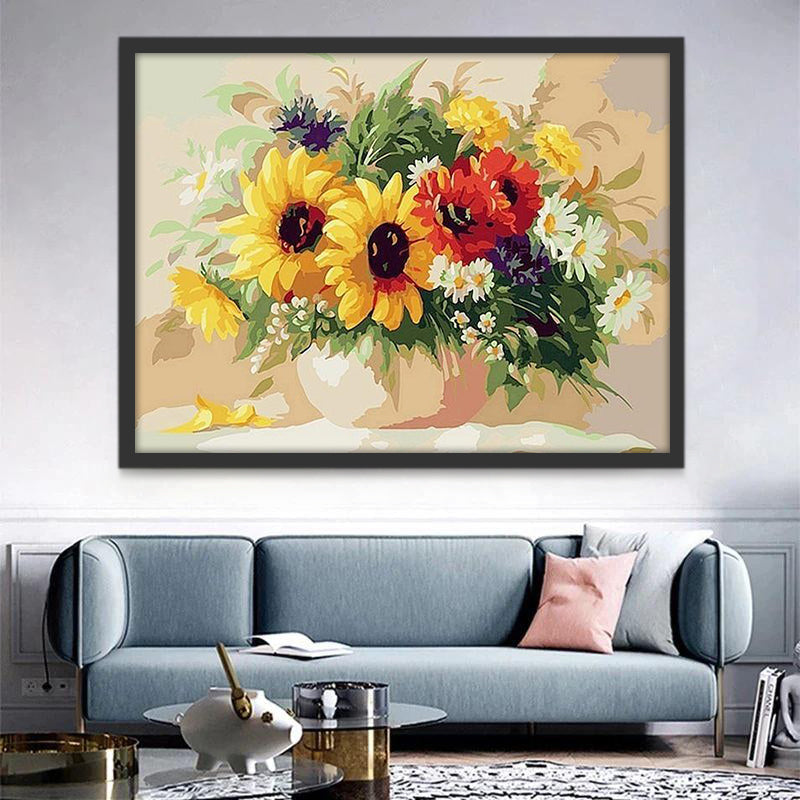 Zonnebloemen en Madeliefjes Schilderen op Nummers