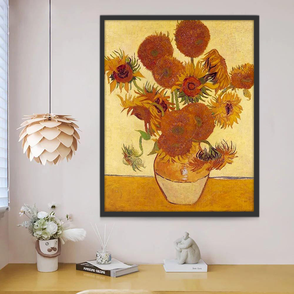 Zonnebloemen in Artistieke Weergave Schilderen op Nummers