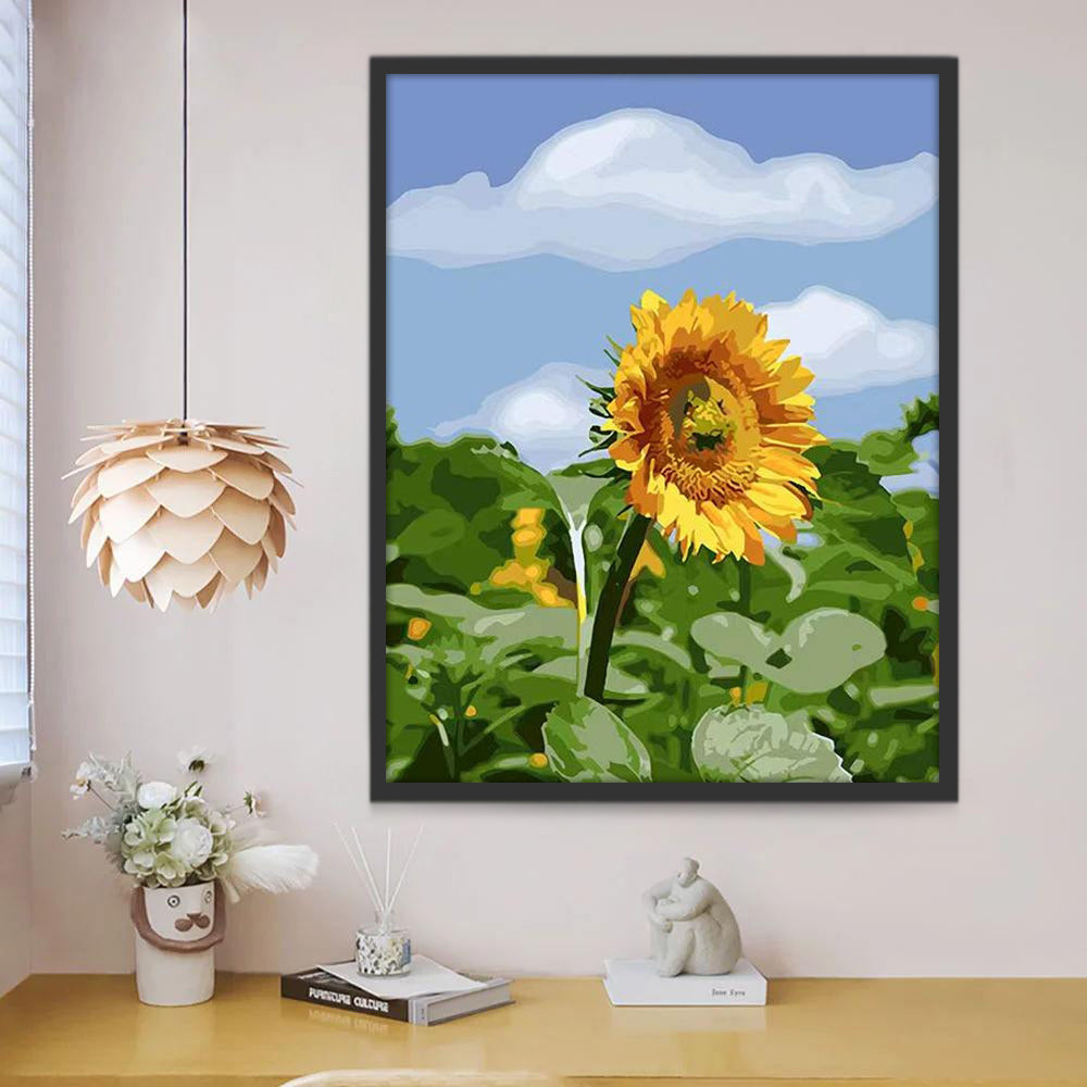 Zonnebloemen onder de Blauwe Hemel Schilderen op Nummers