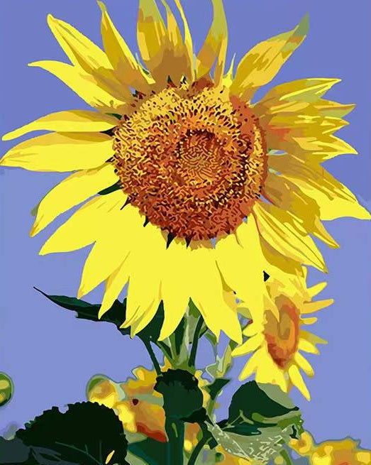 Zonnebloemen op Paarse Achtergrond Schilderen op Nummers
