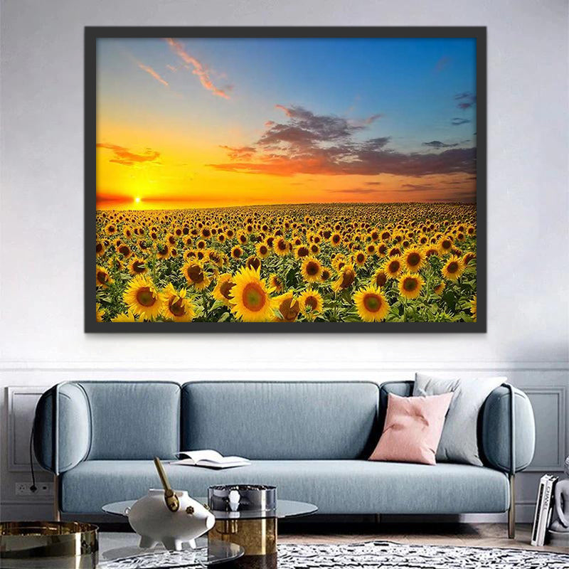 Zonnebloemveld bij Zonsopgang Schilderen op Nummers