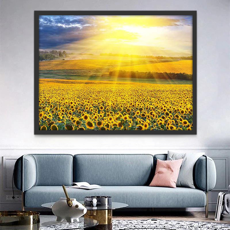 Zonnebloemveld in de Zon Schilderen op Nummers
