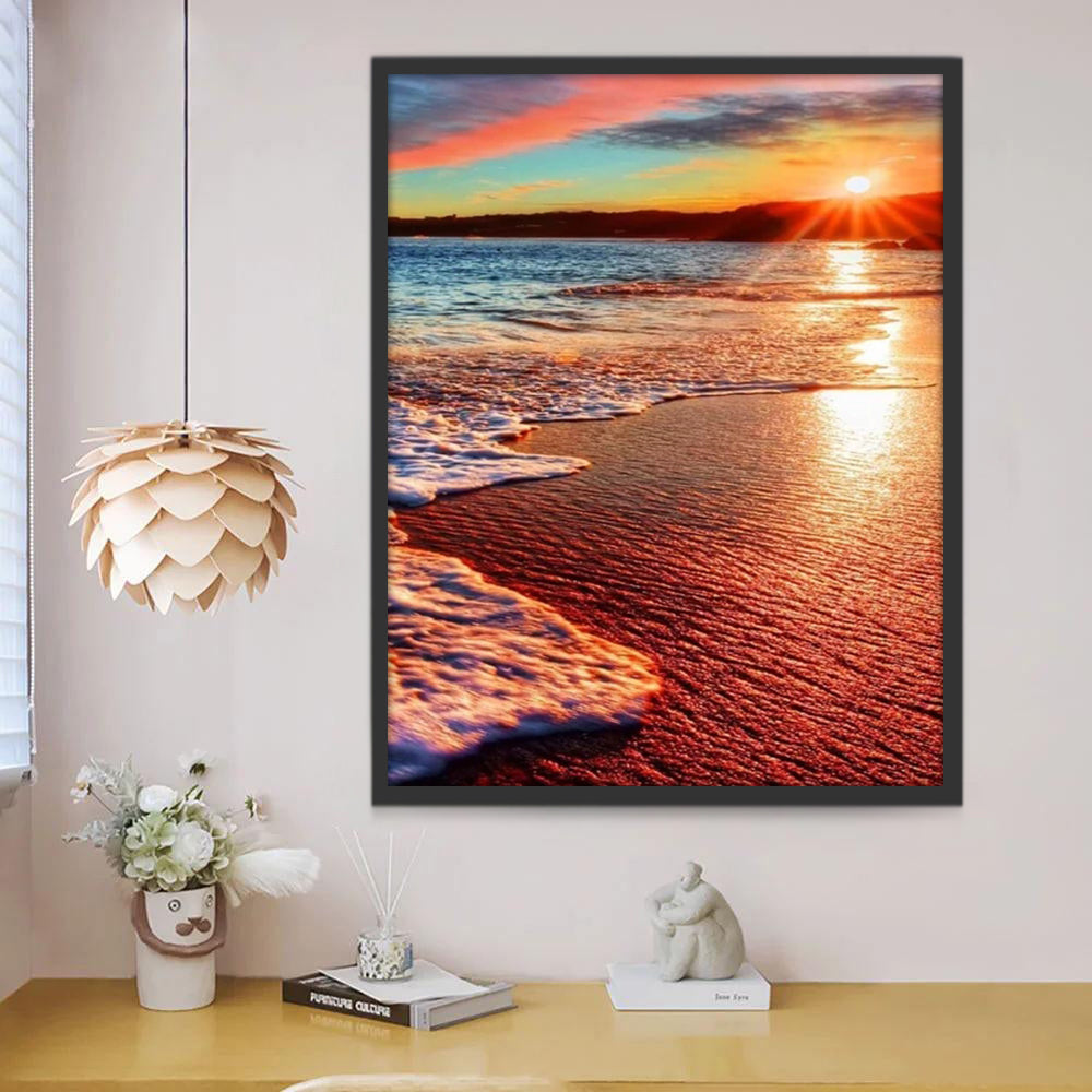 Zonsondergang op het Strand Schilderen op Nummers