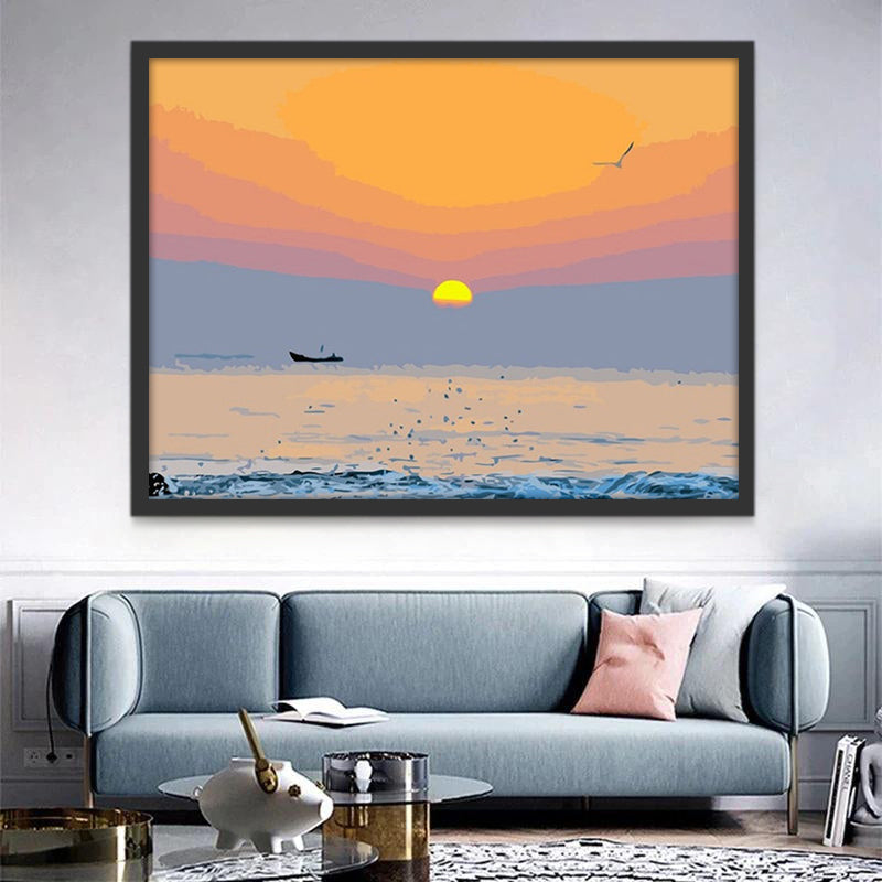 Zonsondergang over Zee Schilderen op Nummers