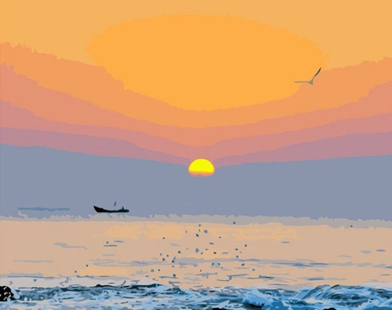Zonsondergang over Zee Schilderen op Nummers