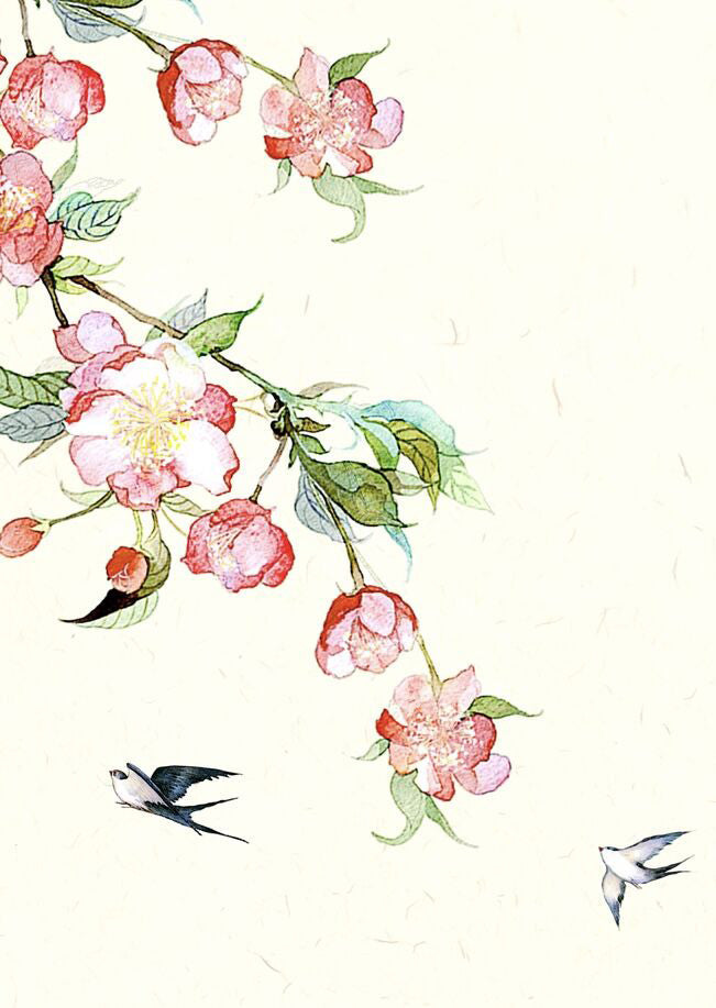 Zwaluwen en Roze Bloemen Schilderen op Nummers