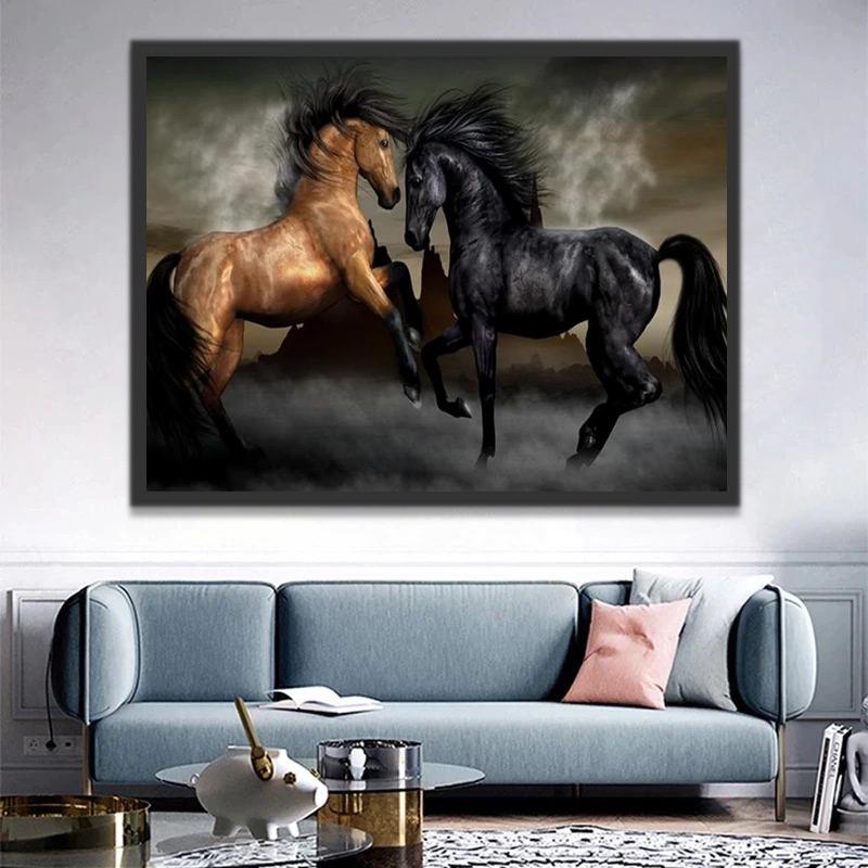 Zwart en Bruin Paard Schilderen op Nummers