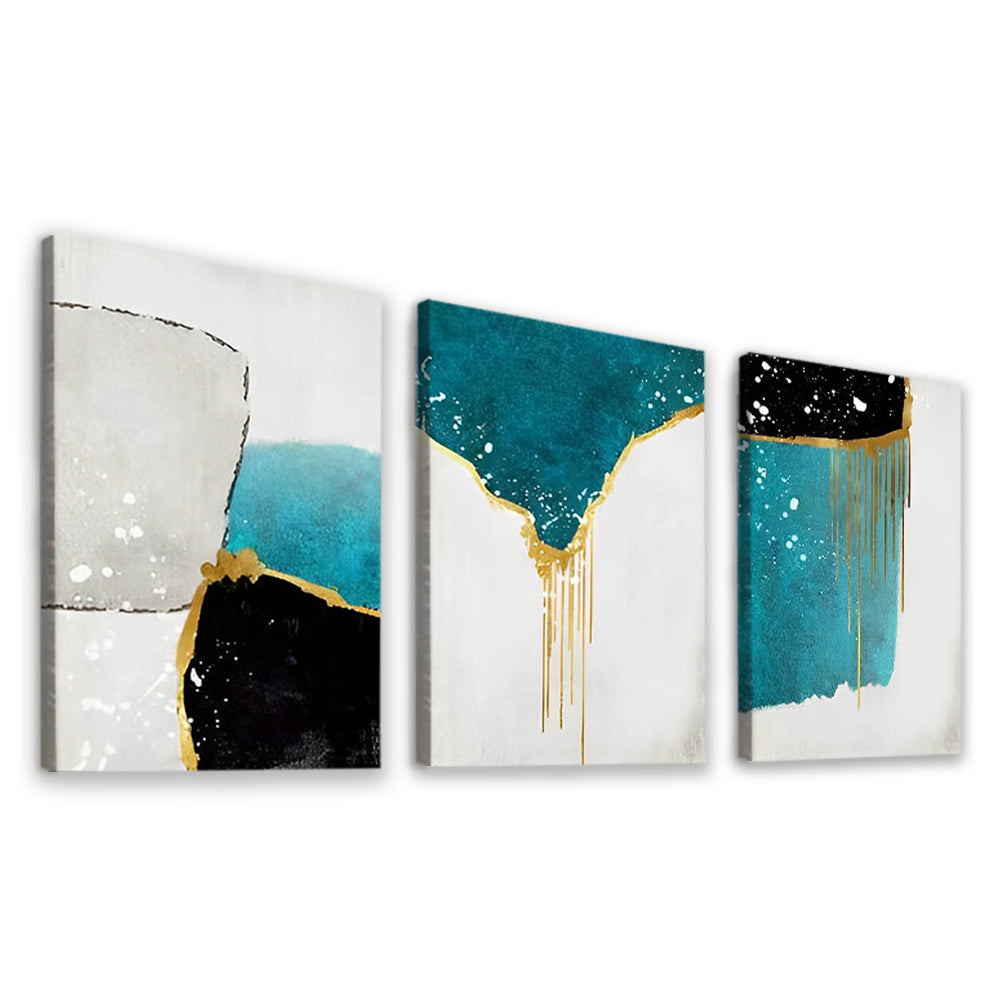 Zwart, Wit en Blauw Schilderij 3 Platen Schilderen op Nummers