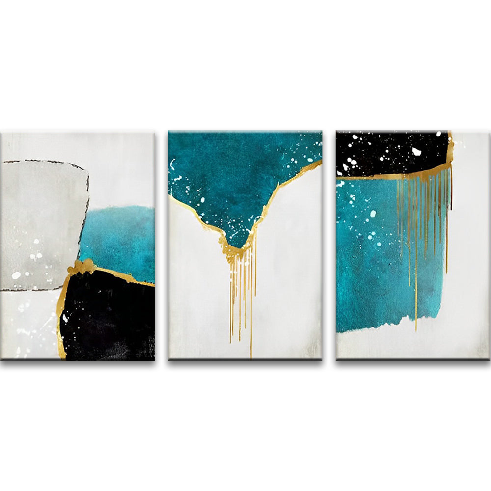 Zwart, Wit en Blauw Schilderij 3 Platen Schilderen op Nummers