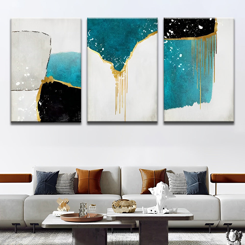 Zwart, Wit en Blauw Schilderij 3 Platen Schilderen op Nummers