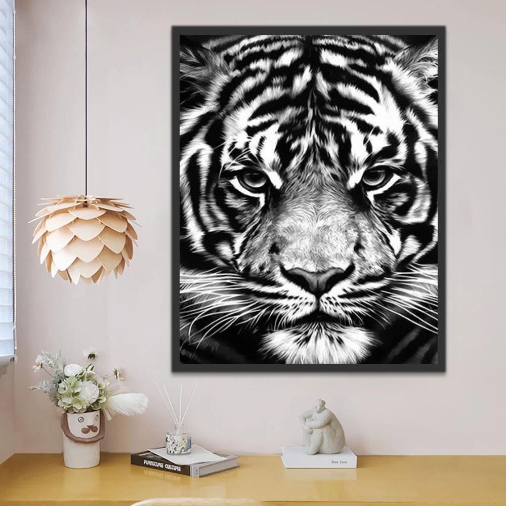 Zwart-Witte Tijger Schilderen op Nummers