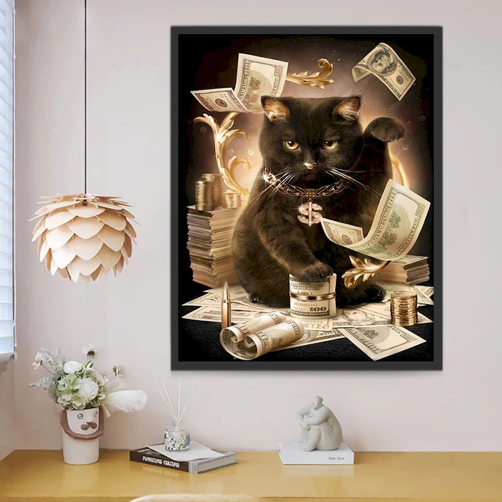 Zwarte Kat en Geld Schilderen op Nummers