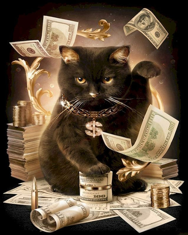 Zwarte Kat en Geld Schilderen op Nummers