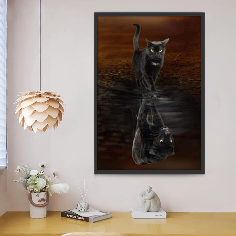 Zwarte Kat en Spiegelbeeld Schilderen op Nummers
