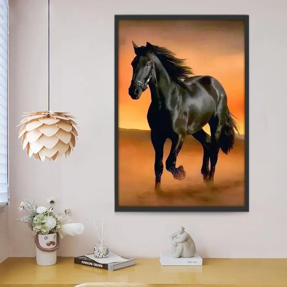 Zwarte Paard in de Woestijn Schilderen op Nummers