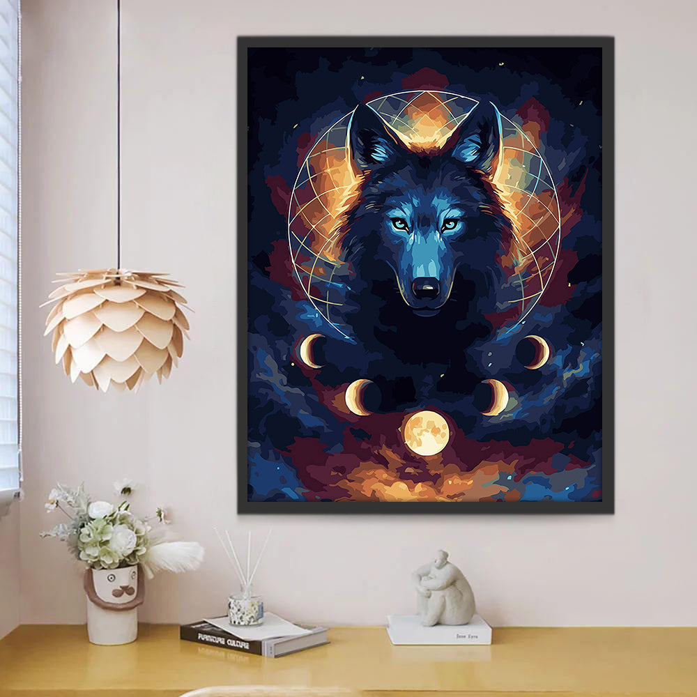 Zwarte Wolf en Maan Schilderen op Nummers