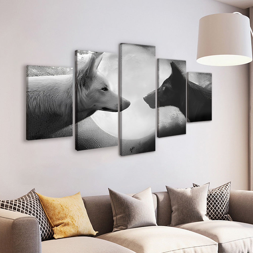 Zwarte Wolf en Witte Wolf 5 Platen Schilderen op Nummers