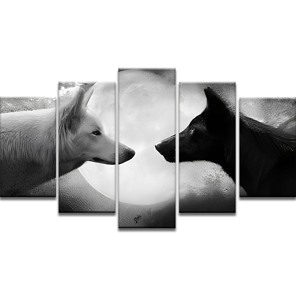 Zwarte Wolf en Witte Wolf 5 Platen Schilderen op Nummers