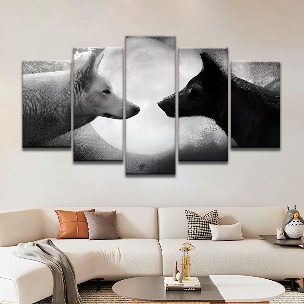 Zwarte Wolf en Witte Wolf 5 Platen Schilderen op Nummers