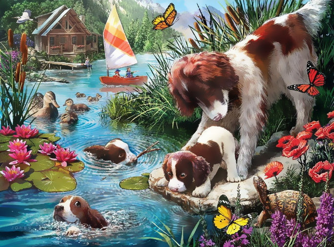 Zwemmende Honden Schilderen op Nummers